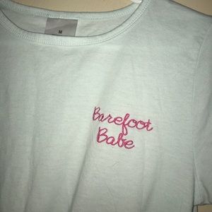 Barefoot Babe boho front tie t shirt size M